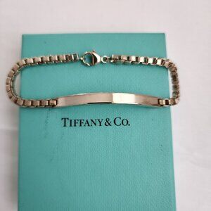 Tiffany & Co. Sterling Silver Venetian ID Box Chain Link Bracelet 7.5" - Pouch